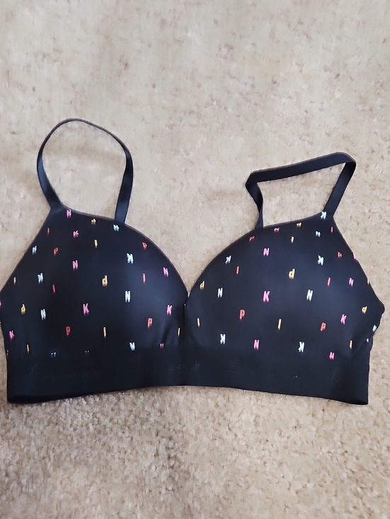 PINK Victoria's Secret Other - PINK Victoria's Secret Black Wireless Bra with Multicolor Letter Print